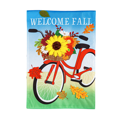 Fall Bicycle Garden Linen Flag