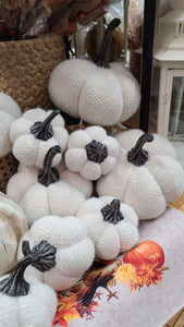Fuzzy White Plush Pumpkin